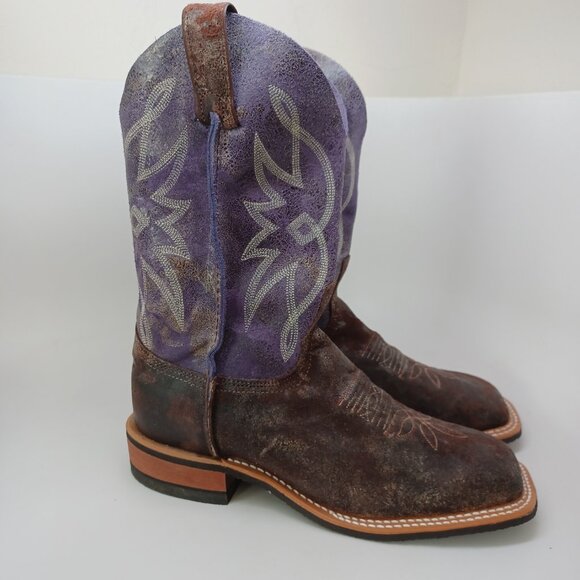 Justin Boots Brown Purple Leather Western Cowgirl Rodeo Womens 8.5 NEW - Picture 6 of 15